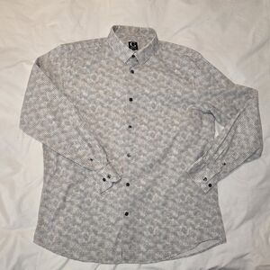 Cartier Men’s Long-Sleeve Button-Down Shirt in White Geo Print